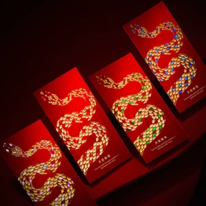 ❮金色+紅色各4入❯靈蛇祥瑞-高檔寶石菱格蛇紋